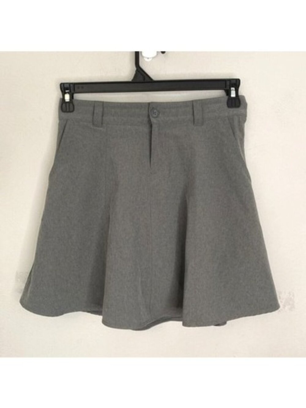 Eddie Bauer Gray Skort A Lined Skirt Stretchy Zipper Back Pocket Sz 2 Pickleball